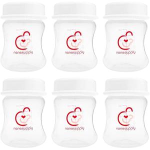 Nenesupply 4.7oz 6pc Wide Neck Breastmilk Storage Bottles Breast Pump Bottles Use on Pumping with Spectra S1 S2 Synergy Gold Breast Pumps Collection Replace Spectra Bottles for Pumping Wide Mouth