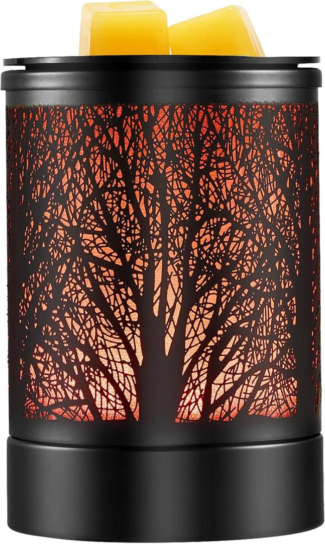 Fragrance Wax Melts Warmer with 7 Colors LED Changing Light Classic Black Forest Design Scent Oil Candle Warmer