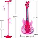 Guitar and Microphone Play Set for Girls,Karaoke Machine with Music&Light,Microphone Toys with Stand,Adjustable Height Guitar Toys for Kids,Toddlers,Child(Red)