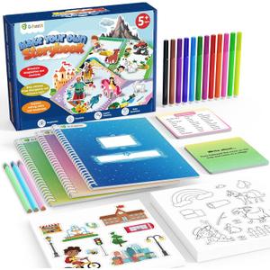 D-FantiX My Storybook Art Kit, Creative Writing & Drawing Activity Set for Boys & Girls, Hardcover Comic Book Making Kit with Stickers, DIY Arts and Crafts Supplies Gifts for Kids Ages 5, 6, 7, 8-12