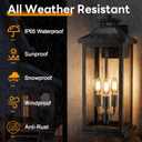 VenzBlomia Large Outdoor Light 3-Light 20" Black Exterior Lighting Fixture, Modern Outside Wall Mounted Porch Sconce, Waterproof Patio Garage Garden Carriage Lantern Lamp for House E12, 1-Pack