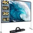 100 inch Projector Screen and Stand,Portable Projector Screen 4K HD Rear Front Projection Screen with Carry Bag for Outdoor Indoor Home Theater Backyard Cinema Travel