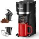 Horavie Mini Single Serve Coffee Maker for K Cup and Ground Coffee, Fast Brew One Cup Coffee Machine with Descaling Reminder and Water Window, 6 to 12 oz. Brew Sizes, Black