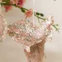 WDS WONDROUS Pink 9-Piece Easter Hanging Ornaments Set, Fabric Floral Bunny Egg & Cracked Egg with Jute Bow, Spring Home Decor for Wall Door Tree Table, Rustic Farmhouse Cottagecore Gift (Pink and Green)