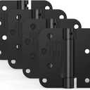 4 Pack Self Closing Door Hinges, 4 Inch Spring Loaded Door Hinges, Adjustable Tension with 5/8'' Radius Corners, for Garage, Front, Back Doors, Left and Right Hand, UL Listed, Gloss Black