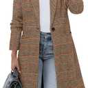 CHICZONE Women's Notch Lapel Double Breasted Mid Long Pea Coat Wool Blend Overcoat Winter Outwear (Brown, M)