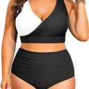 Tempt Me Plus Size High Waisted Bikini - Women Color Black Two Piece Swimsuit Tummy Control Bathing Suit 2025 Swimwear 12 Plus