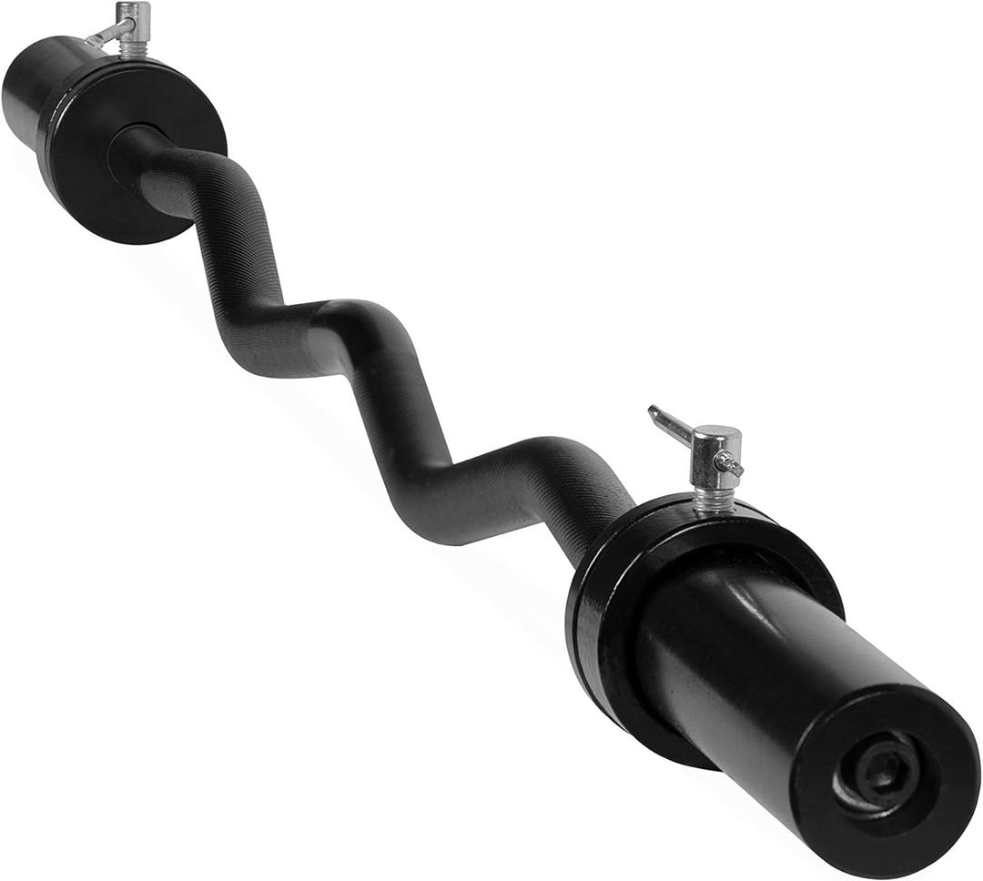 CAP Barbell 47-Inch Olympic EZ Curl Bar for 2-Inch Weight Plates | Multiple Options (Black)