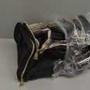 Large Makeup Bag, Portable Travel Makeup Bag Organizer for Women Girls with Makeup Brush Compartment & Two Side Pockets, Cosmetic Travel Bag Vertical Storage Toiletry Bag - Black