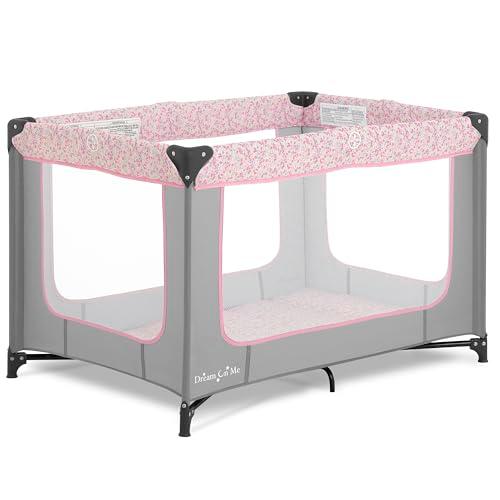 Dream On Me Zodiak Portable Playard, Compact for Travel, Carry Bag, Gray & Pink