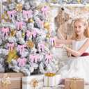 Shellwei 24 Pcs Pink Bow Ornaments for Christmas Tree Pink Coquette Ornaments Bow Hanging Decorations for Christmas Tree Wreath Gift Packaging Home Coquette Room Indoor Holiday Xmas Party Decorations