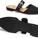Rekayla Mules for Women Adjustable Strap Pointed Toe Backless Loafer Shoes 7