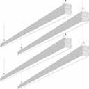 hykolity 8FT Linkable LED Linear Light, 80W 9200lm 3000K/4000K/5000K CCT Selectable, 0-10V Dimmable Architectural LED Suspension Office Lighting Fixture for Market, Garage, ETL, 6 Pack - Silver