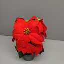 ZYZEV 14" Poinsettias Artificial Christmas Flowers 9 Heads Faux Poinsettia Plants for Home Porch Garden Office Indoor Outdoor Christmas Decorations Red (1PC)