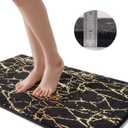 QJHOMO Marble Bathroom Runner Rug Gold Decor Long Bathroom Rugs Black Bath Mat Non Slip Super Absorbent Bathmat Machine Washable Floor Carpet for Tub, Shower, Bedroom (24x48 inch)