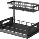 2 Tier Under Sink Storage & Organisation, Under Bathroom Cabinet Storage, Kitchen Sink Organiser Rack, Multi-purpose Under Sink Shelf Organizer (Black)