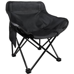 Portable Folding Camping Chair for Outside, Lightweight Outdoor Chairs Support 440lbs for Backyard Lawn Beach Camp Chairs, Black