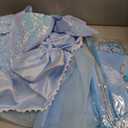 WYB Girls Princess Costume Dresses Blue Princess Dress Up Clothes with Accessories for Halloween Cosplay Carnival Party (4-5 years)