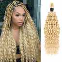 Human Braiding Hair For Boho Braids Human Hair Water Wave Bundles Bulk Human Hair For Braiding Curly Human Hair For Boho Knotless Braids Human Hair For Braiding 2 Bundles Per Pack 100g (#613) 22inch