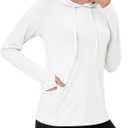 MAGCOMSEN Women's UPF 80+ Sun Protection Hoodie Shirt Long Sleeve Outdoor Hiking Fishing Rash Guard with Pocket (White, XL)