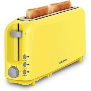 SEEDEEM 2 Slice Slim Toaster, 10" Long Slot, 6 Shade Settings, Yellow