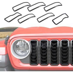 RT-TCZ Carbon Fiber Front Grille Inserts Grill Decoration Exterior Accessories Compatible with Jeep Wrangler JL JLU & Gladiator JT 2024+