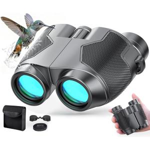 Binoculars 12x25 for Adults and Kids Night Vision Binoculars Compact Binocular Waterproof Binocular Wide Field of View for Bird Watching,Hiking,Hunting,Concert with Carrying Bag