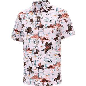 Mens Golf Polo Shirts Short Sleeve Dry Fit Performance Moisture Wicking Casual Funny Golf Polo Shirts for Men (XX-Large, Desert Cowboy)