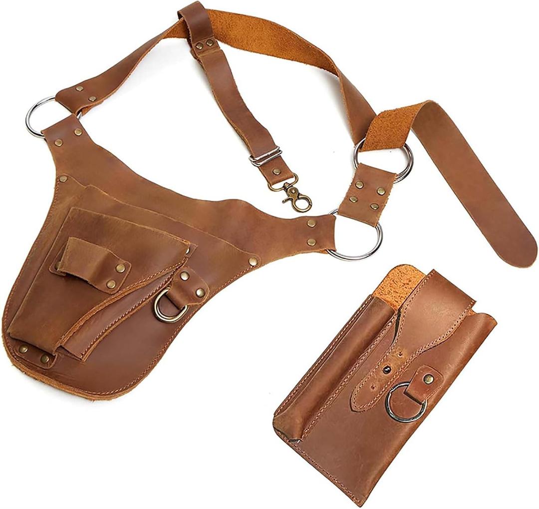 Garden Tool BeltSmall Leather BeltGardener GiftsWomens BagFlorist Holster, Multi-Functional Personalized New Toolkit, Natural Brown