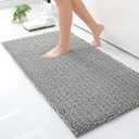 Arotive Luxury Chenille Bathroom Rug Mat, Extra Soft Thick Absorbent Shaggy Bath Rugs, Non-Slip Machine Wash Dry, Plush Bath Mats for Bathroom, Shower and Tub, 2'x3'11" (24"x47"), Grey