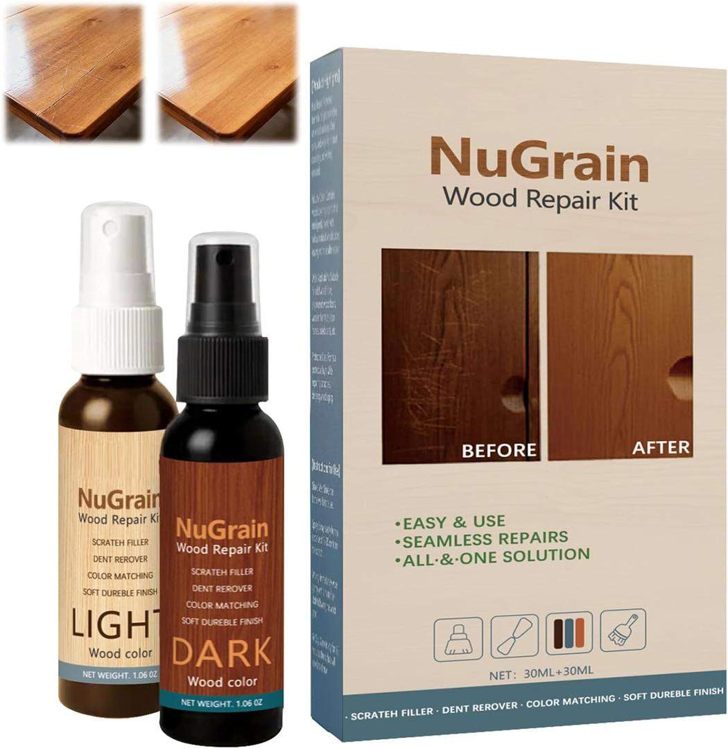 NuGrain Wood Repair Kit, Professional Wood Floor Scratch Repair, Floor Cover Nicks and Scratches, Hides Minor Defects, Restore a Finish for Wood (1 Pack)