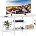 Furologee TV Stand for TVs up to 55 Inch, Entertainment Center with Open Storage Shelves, TV Media Console Table with Soundbar Shelf for Living Room, Bedroom, White (White)