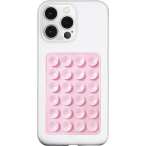 Anteel Silicone Suction Phone Case Mount, Silicon Adhesive Phone Accessory for Smartphones, Hands-Free Mirror Shower Phone Holder for Selfies, Tiktok Videos (Light Pink)