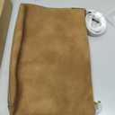 Medium Suede Hobo Bags for Women 10.6 Inch, Matte Faux Leather Shoulder Bag with Adjustable Strap, Slouchy Crossbody Purse