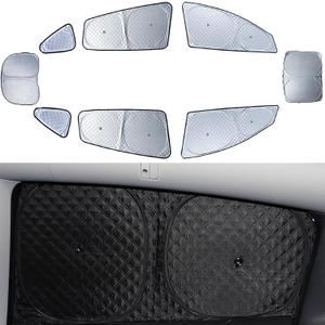 Upgrade 8 Pieces Window Shades for 2025 2026 Tesla Model Y Juniper Privacy Side Window Sunshades for Tesla Model Y 2020-2024 Camping Windshield Shades for Model Y Camping Accessories