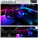 Dreamcolor Acrylic Interior Car LED Strip Light with Wireless APP, RGB 22 in 1 with 175 inches 600 LEDs Fiber Optic Car Ambient Lighting Kits, Dual Zone Sound Active Function LED Strip for Car