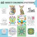 2 x Jekohor 60 Patterns Adult Coloring Book for Stress Relief - Easy to Complex Mandalas Animals Flowers and Funny Words- Travel Size 8 * 7 Inches - Relaxation Gift for Women Men Teens and Seniors