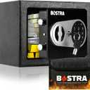 Bostra Fireproof Safe Box with Sensor Light & Fireproof Bag, Money Safe Box with Digital Keypad,Security Safe Box for Home, 0.23 Cubic Small Safe with Keys & Pass Code for Cash Jewelry Silver