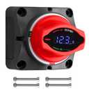 Battery Disconnect Switch with Digital Voltage Display,250A 5-60V DC Master Battery Isolator Cut Off Switches LED Readout,for RV Boat Marine Truck Camper Caravan Vehicle Battery Bank