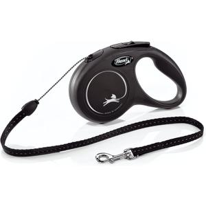 FLEXI New Classic Cord Retractable Dog Leash for Small Dogs up to 26 lbs.  16 ft., Black | Tangle-Free Pet Walking Leash with One-Handed Brake, Pause, Lock|German Quality Product