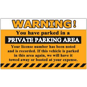 Warning Parking Violation Stickers,9x6 Inches Private Parking Stickers,You Have Parked in A Private Parking Area Sign,50 Pcs Per Pack