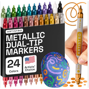 22 Pcs Artistro Metallic Double Sided Markers,  multi-colored double-sided markers in an organizer | School & Office \ Markers