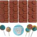 Round Silicone Mold for Lollipop Hard Candy Chocolate Cake Decorating With 24pcs Reusable Sticks Swirl Shape Set of 4