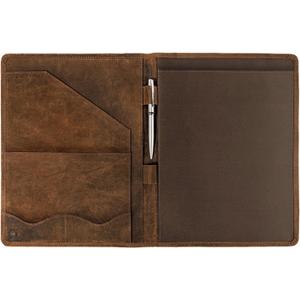 Moonster Leather Portfolio Professional Organizer Padfolio  Resume Folder with Luxury Pen - Leather Binder Portfolio Writing Pad with Business Card Holder - Portfolio Folder for Men & Women (Brown)