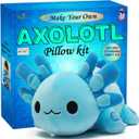 Axolotl Plushie Kit, DIY Animal Toy Crafts For Boys & Girls Toddler, Squishy Plushy Sensory Stuffed Pillow Art Project, Fun Birthday Present Gift For Kids 3 4 5 6 7 8 Year Old, Blue Axolotl Toy Set