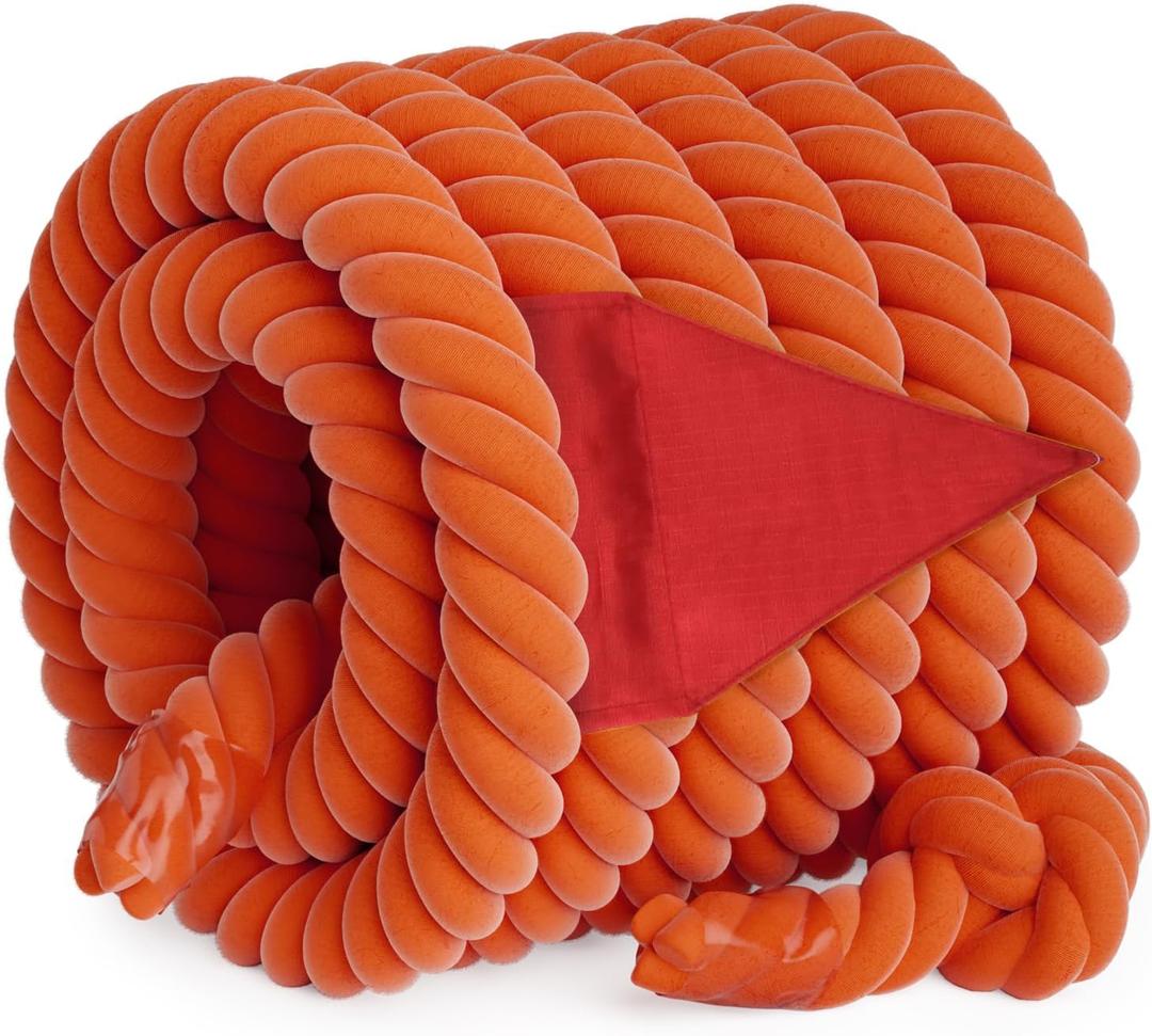X XBEN Tug of War Rope with Flag for Kids 20FT, Teens and Adults, Soft Cotton Rope Games for Team Building Activities, Family Reunion, Birthday Party (20 feet, Orange)