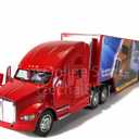 KiNSMART Kenworth T700 Container Truck, 1:68 Scale, Die Cast Metal Model, Red with Decals, Pullback Action