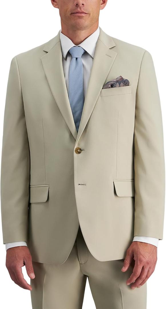 Haggar Mens Travel Performance Tailored Fit Suit Separate Pants & Jackets (40 Short, Tan)