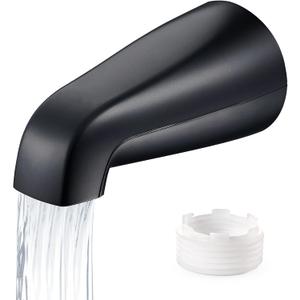 Universal Bathtub Faucet Replacement Tub Spout Fast-Fill, No-Leak Metal Faucet, Easy Installation, Fits 1/2" IPS & 3/4" IPS Thread Pipes, Includes Adapter (Matte Black)