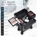 Rolling Makeup Case, Cosmetology Case on Wheels Professional Vanity Case with Trays for Women Large Travel Makeup Box Organizer Trolley with Key, Ashy Grey